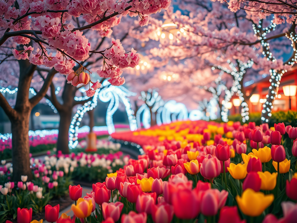 Spring Blooms and Lights at Nabana no&nbsp;Sato